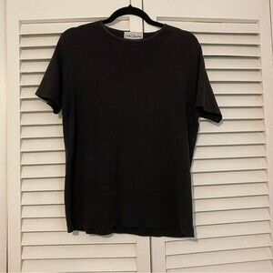 Croft & Barrow Size Medium Ribbed Basic Black Minimalist Short Sleeve Shirt